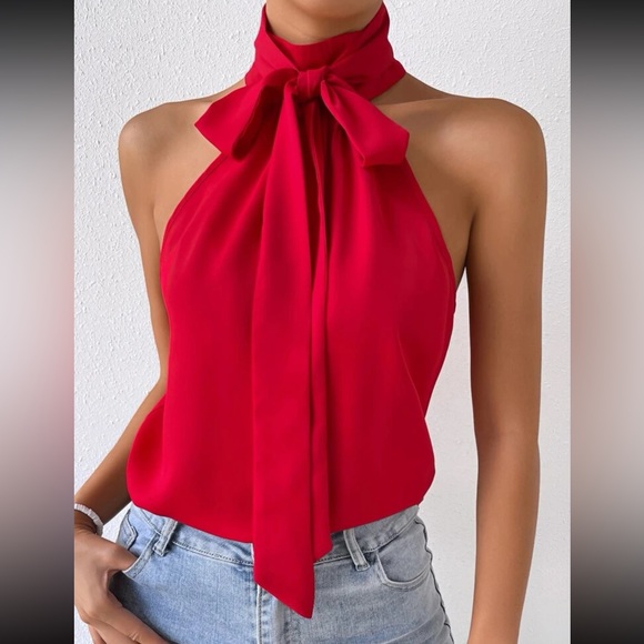 Luxe knot front halter blouse - Picture 6 of 6